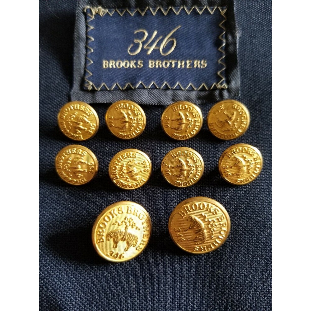 Vtg Brooks Brothers Gold 10 complete Set 20mm 15mm Blazer Replacement Buttons .